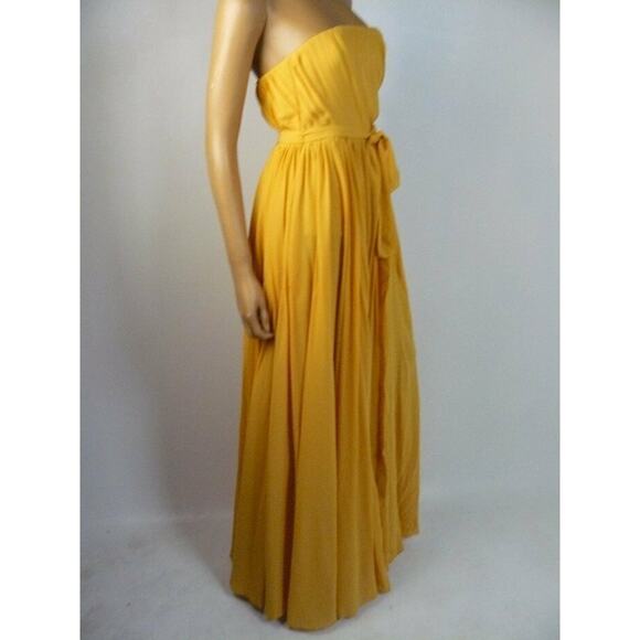 $398 Michael Costello X Revolve Carrie Golden Yellow Chiffon Gown Small NWT - Picture 6 of 9